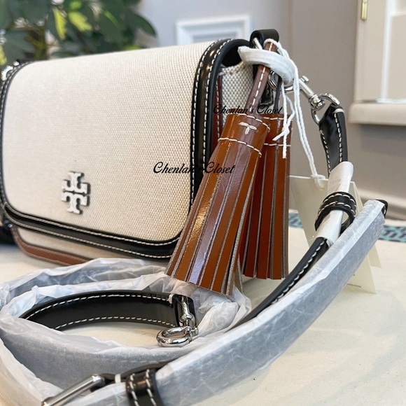 🔥NeW! Tory Burch Thea Canvas Convertible Bag - Picture 3 of 14
